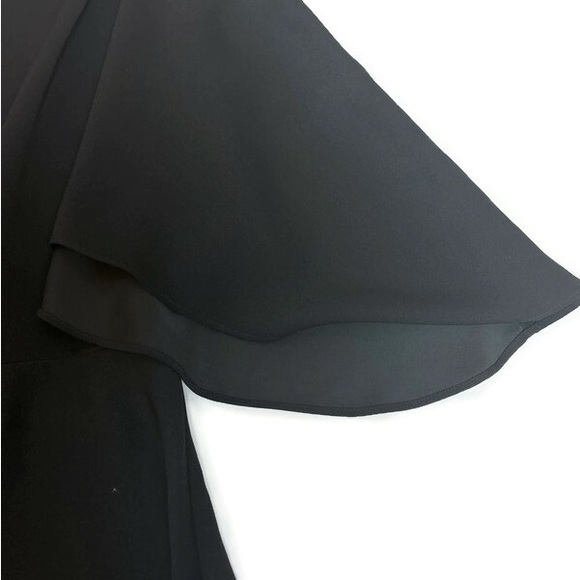 Finders Keepers Black Cocktail Dress w Split Cape Sleeves Sz S - Picture 2 of 8